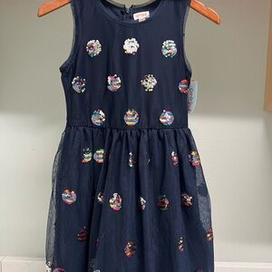 Cat & Jack Navy Dress with Colorful Sequins – Girls Size Large (NWT)